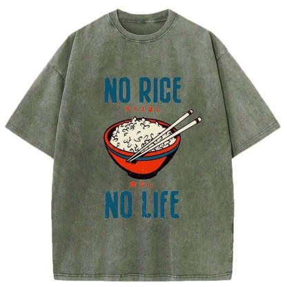 Tokyo-Assassin No Rice No Life Washed T-Shirt-Tokyo-Assassin