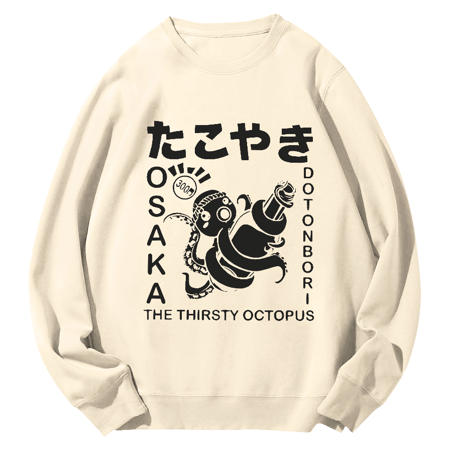 The Thirsty Octopus Round Neck Sweatshirt-Zazasy
