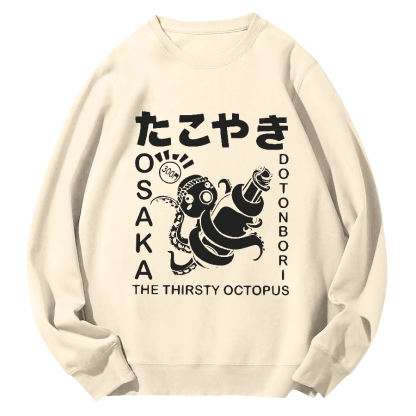 The Thirsty Octopus Round Neck Sweatshirt-Zazasy