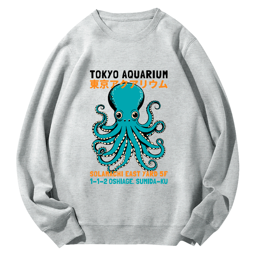 Tokyo Octopus Round Neck Sweatshirt-Zazasy