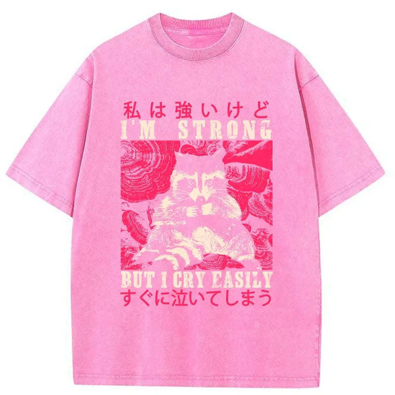 Tokyo-Assassin I Am Strong Raccoon Washed T-Shirt-Tokyo-Assassin