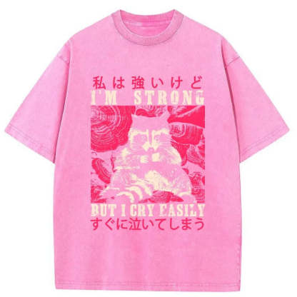 Tokyo-Assassin I Am Strong Raccoon Washed T-Shirt-Tokyo-Assassin