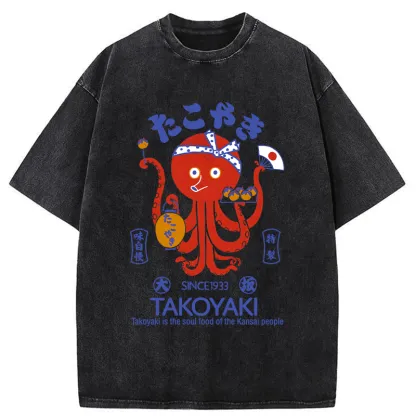Tokyo-Assassin Delicious Takoyaki Washed T-Shirt-Tokyo Assassin