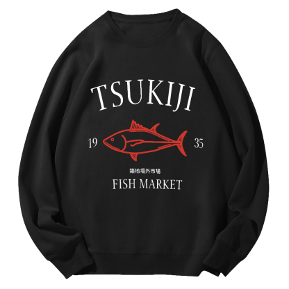 Japan's Tsukiji Off Market Round Neck Sweatshirt-Zazasy