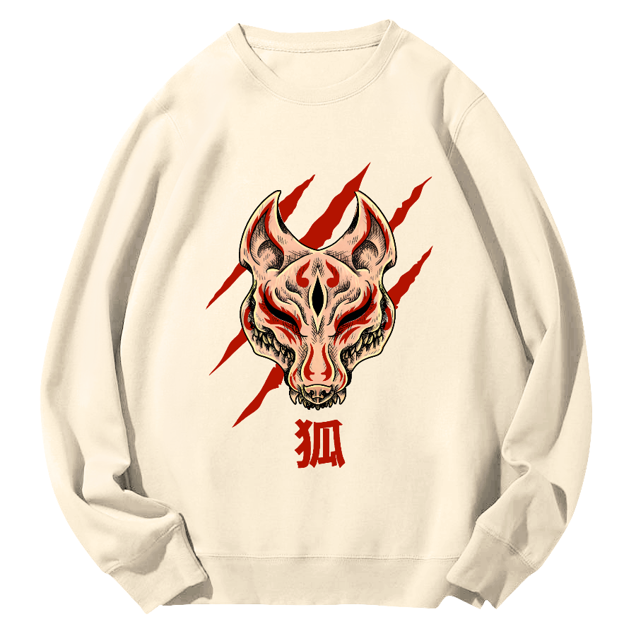 Fierce Fox Japan Round Neck Sweatshirt-Zazasy