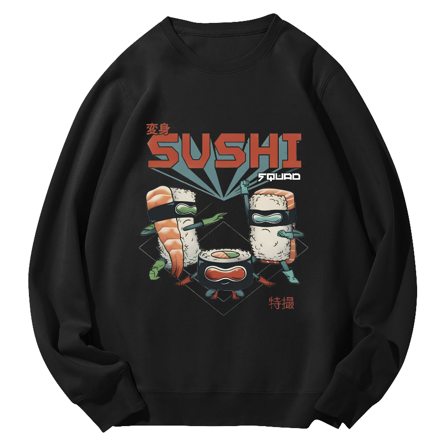 Tokyo Sushi Round Neck Sweatshirt-Zazasy