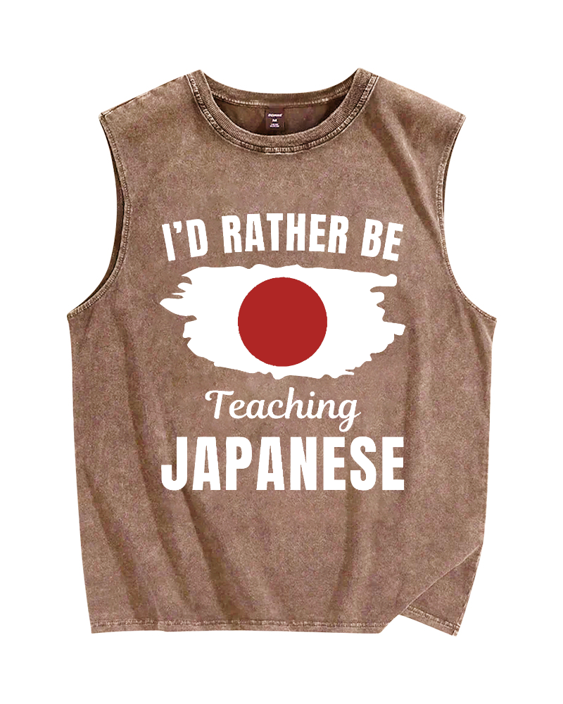 Id Rather Be Japanese Vintage Distressed Washed Tank-Zazasy