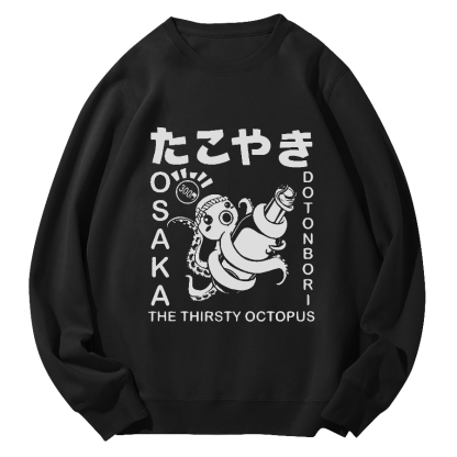 The Thirsty Octopus Round Neck Sweatshirt-Zazasy