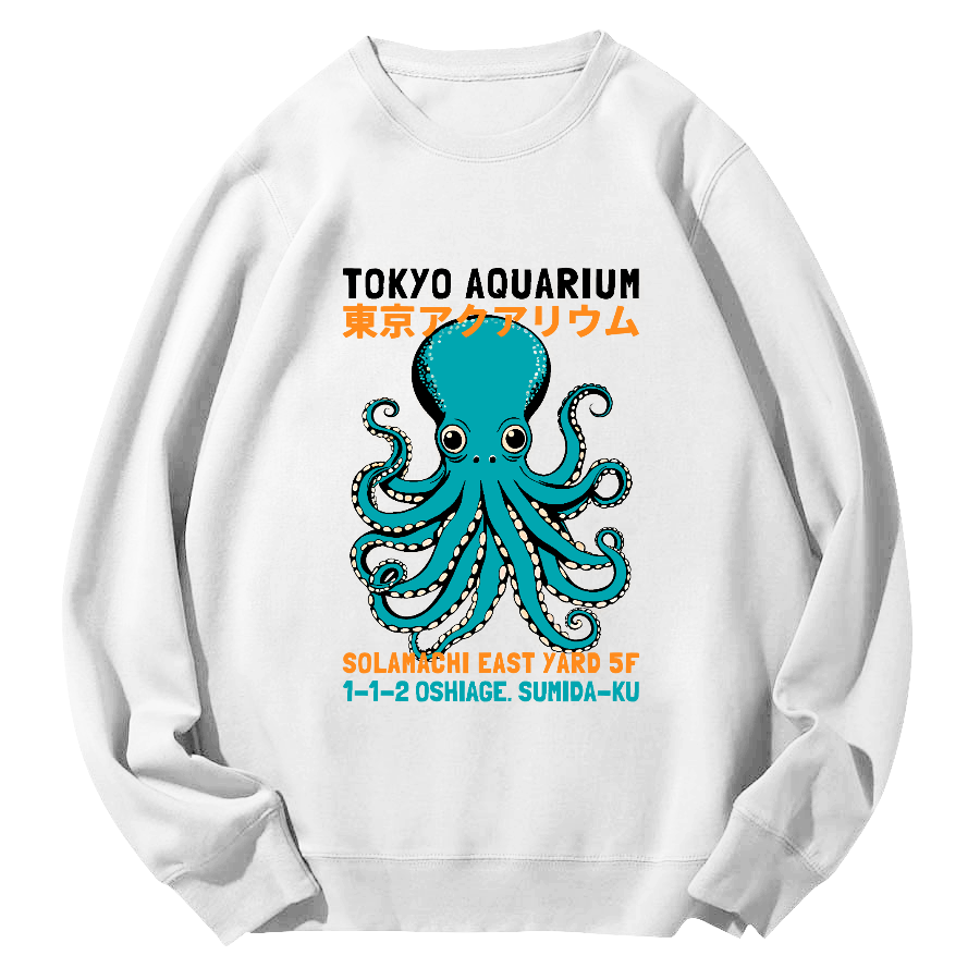 Tokyo Octopus Round Neck Sweatshirt-Zazasy