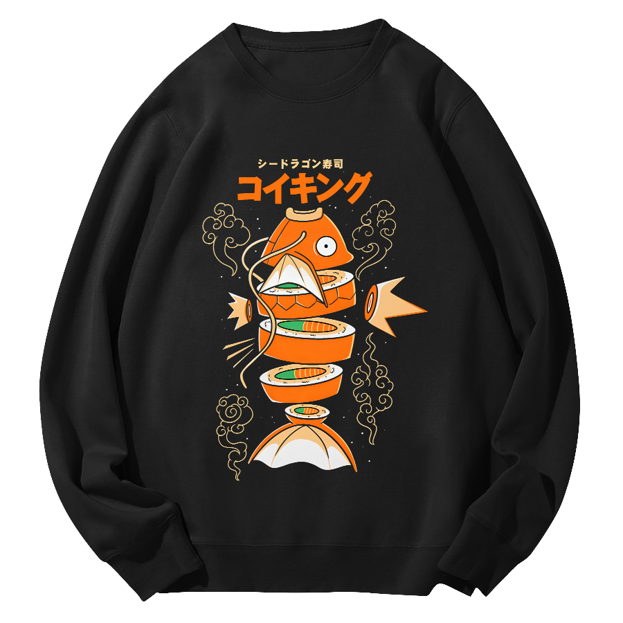 Japanese Seafood Round Neck Sweatshirt-Zazasy