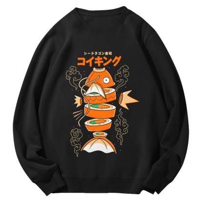 Japanese Seafood Round Neck Sweatshirt-Zazasy