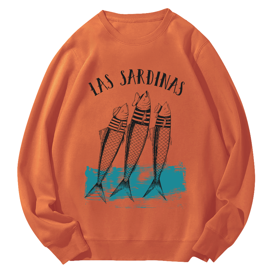 Las Sardinas  Round Neck Sweatshirt-Zazasy
