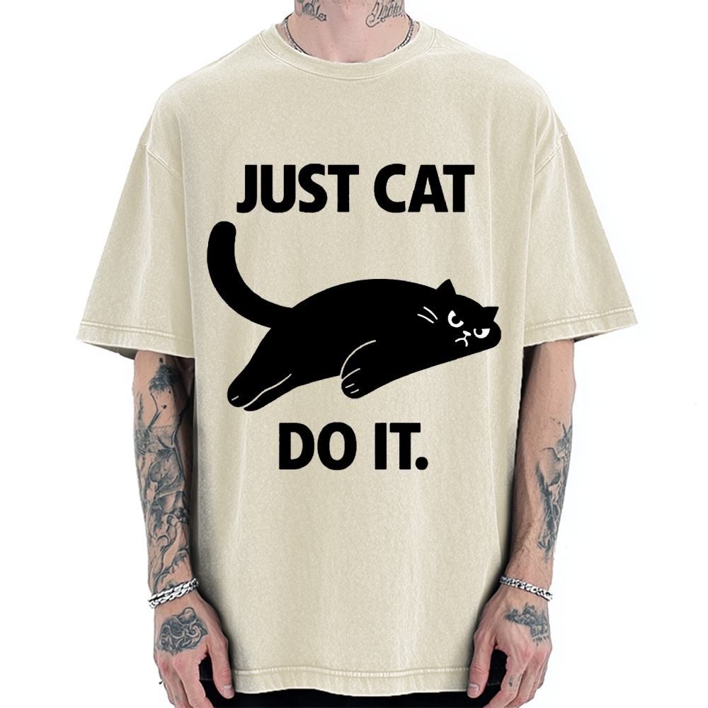 Just Cat Do It Funny Meme Logo Vintage Washed T-shirt