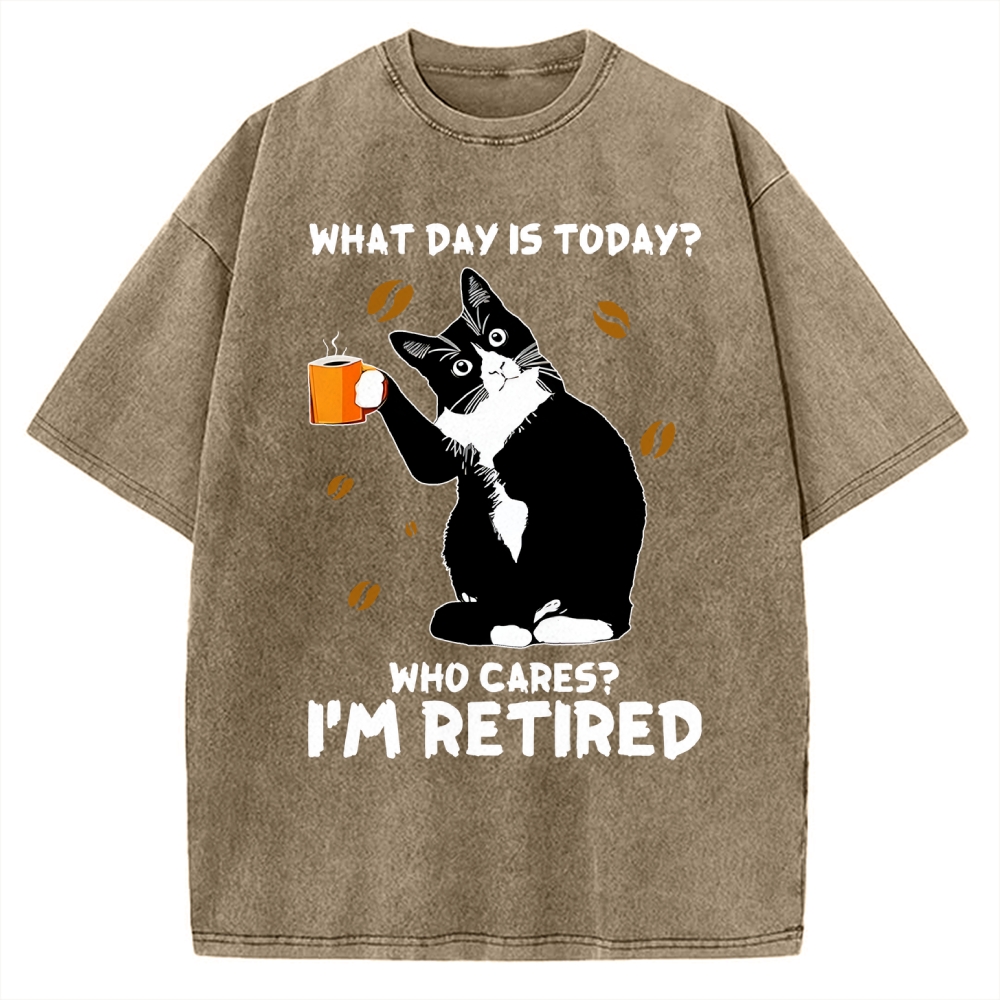 Retired Cat Vintage Washed T-shirt