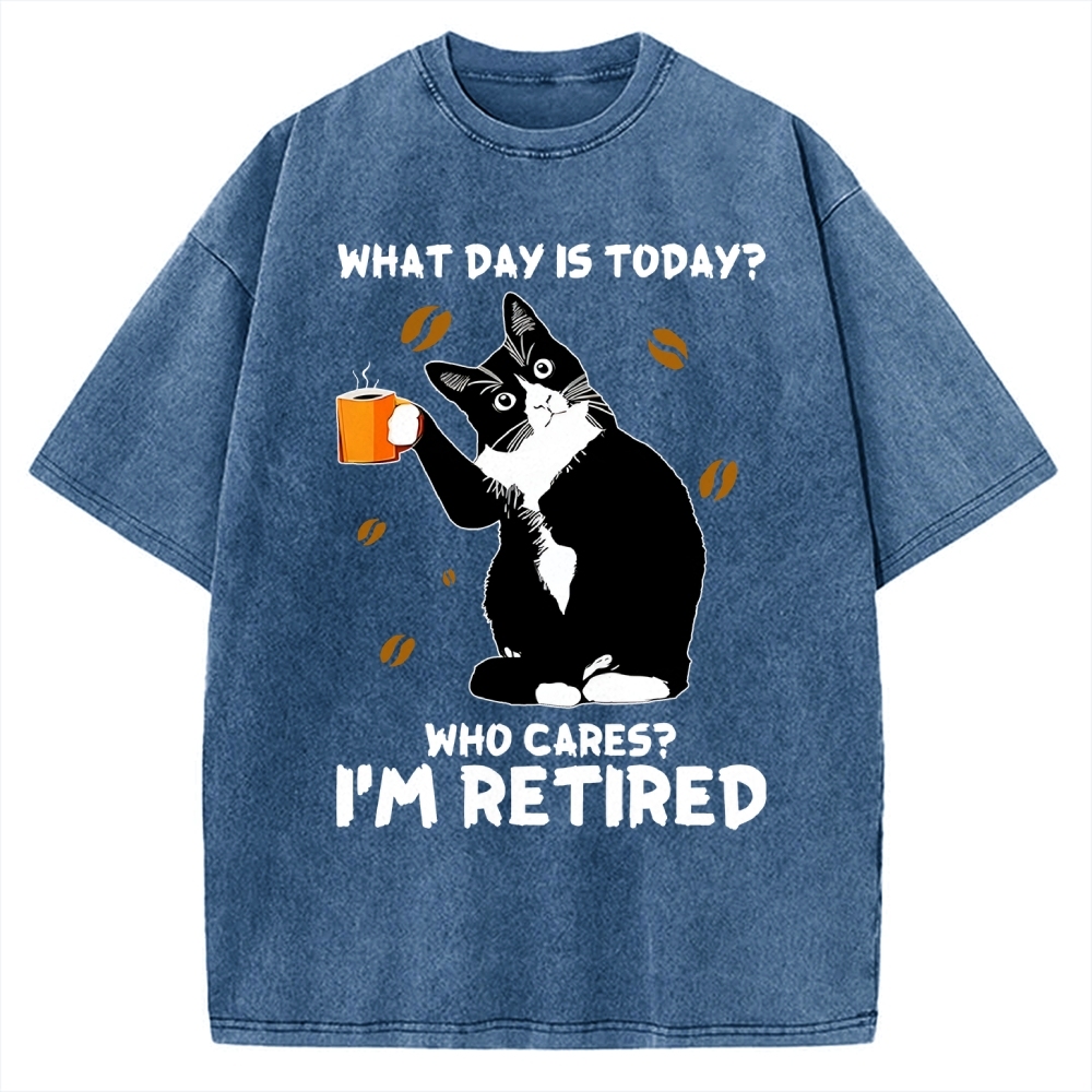 Retired Cat Vintage Washed T-shirt