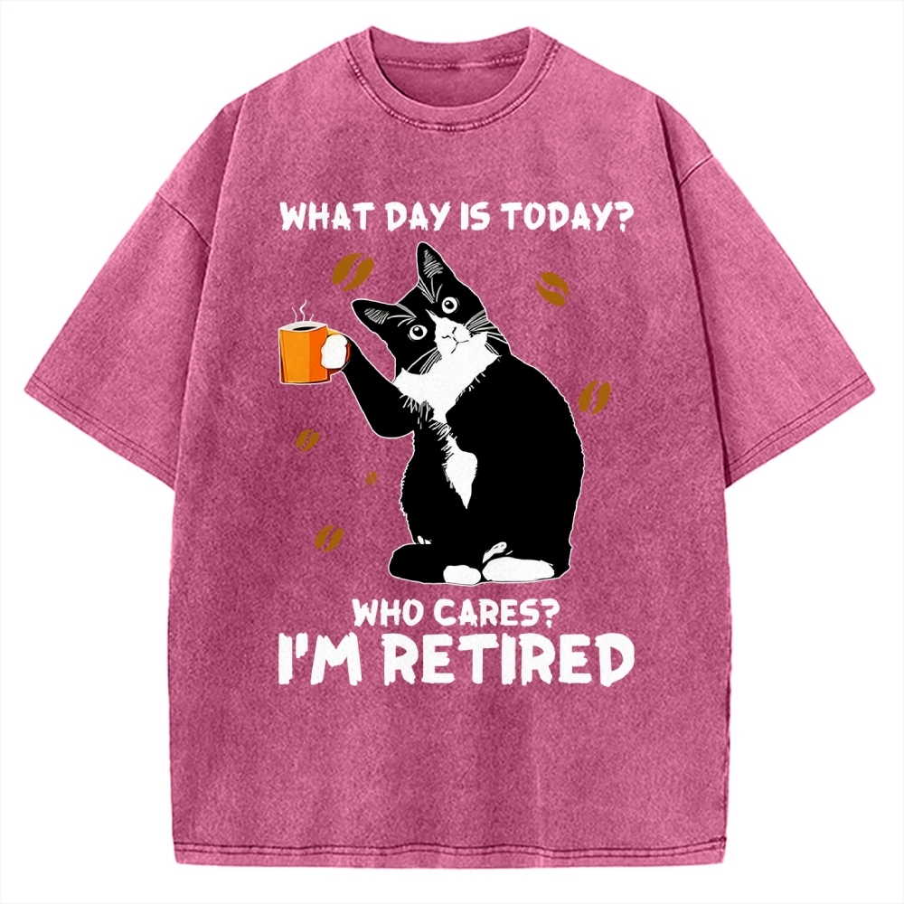 Retired Cat Vintage Washed T-shirt