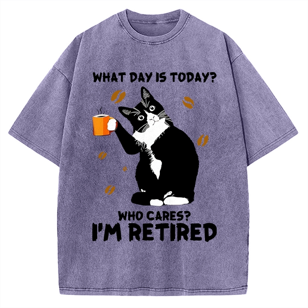 Retired Cat Vintage Washed T-shirt