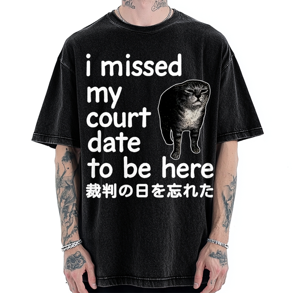 Funny Forgetful Cat Vintage Washed T-shirt