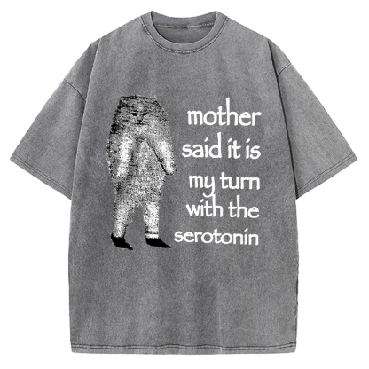 Cat Lacking Serotonin Vintage Washed T-shirt