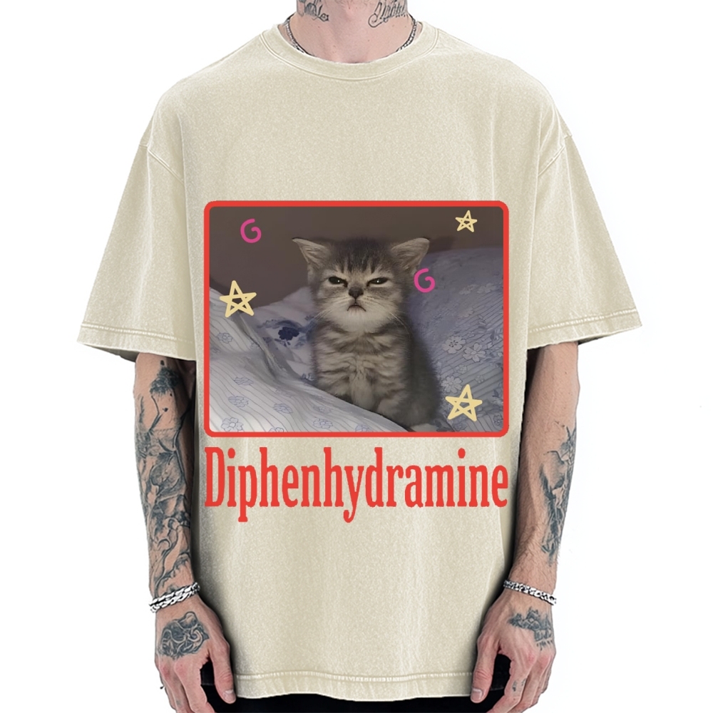 Diphenhydramine Cat Funny Vintage Washed T-shirt