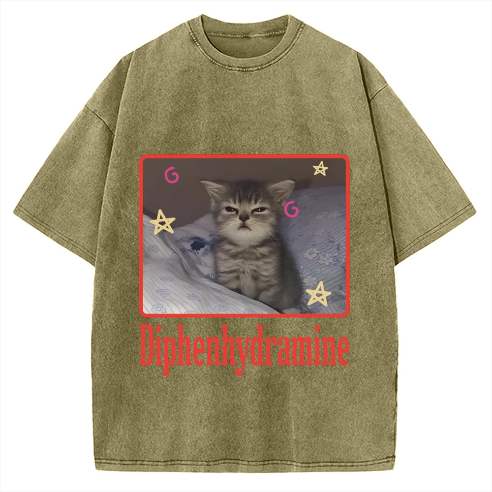 Diphenhydramine Cat Funny Vintage Washed T-shirt