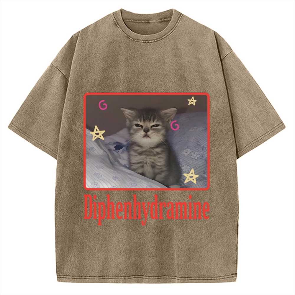 Diphenhydramine Cat Funny Vintage Washed T-shirt
