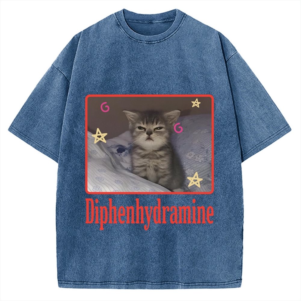 Diphenhydramine Cat Funny Vintage Washed T-shirt