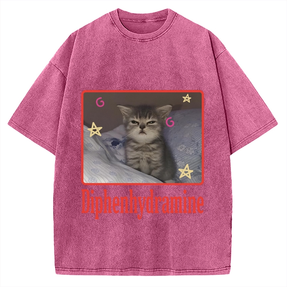 Diphenhydramine Cat Funny Vintage Washed T-shirt