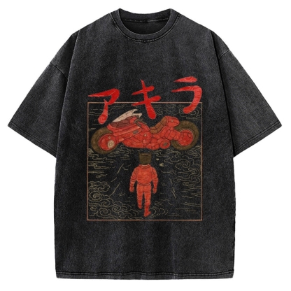 Neo Tokyo Cat Ukiyo-e Kawaii Japanese Vintage Washed T-shirt