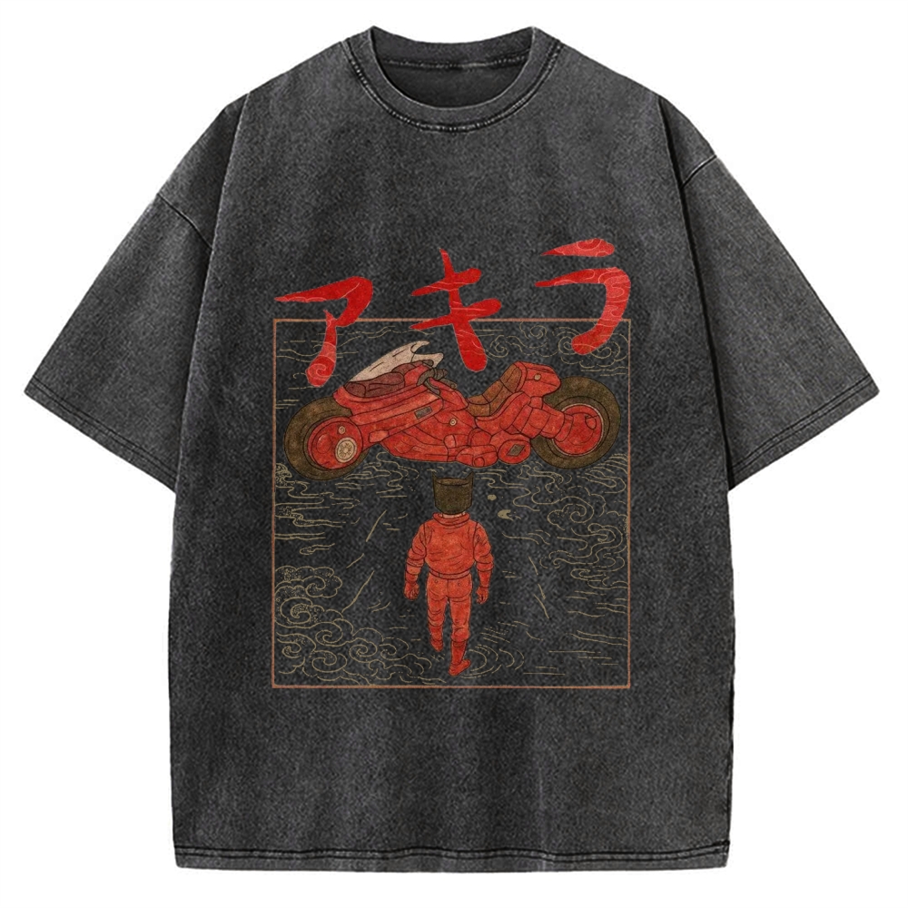 Neo Tokyo Cat Ukiyo-e Kawaii Japanese Vintage Washed T-shirt
