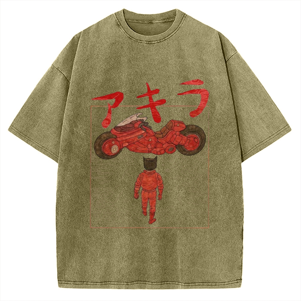 Neo Tokyo Cat Ukiyo-e Kawaii Japanese Vintage Washed T-shirt