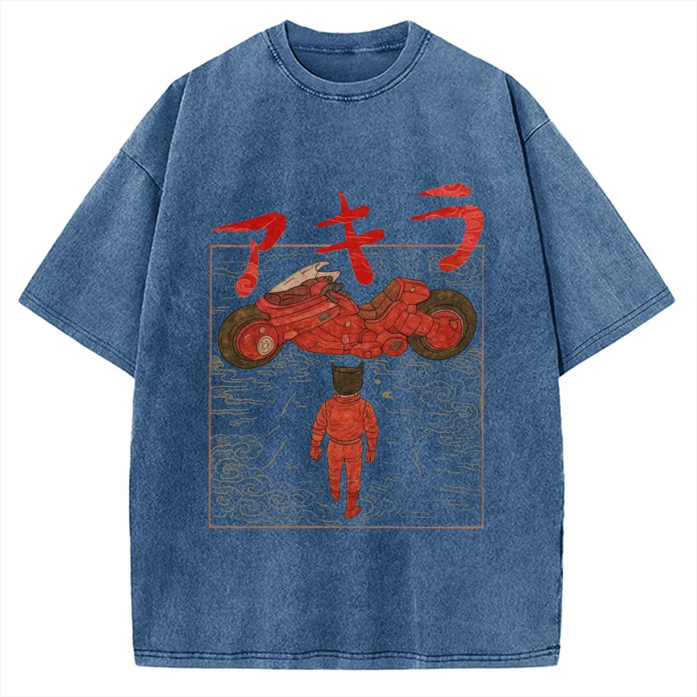 Neo Tokyo Cat Ukiyo-e Kawaii Japanese Vintage Washed T-shirt