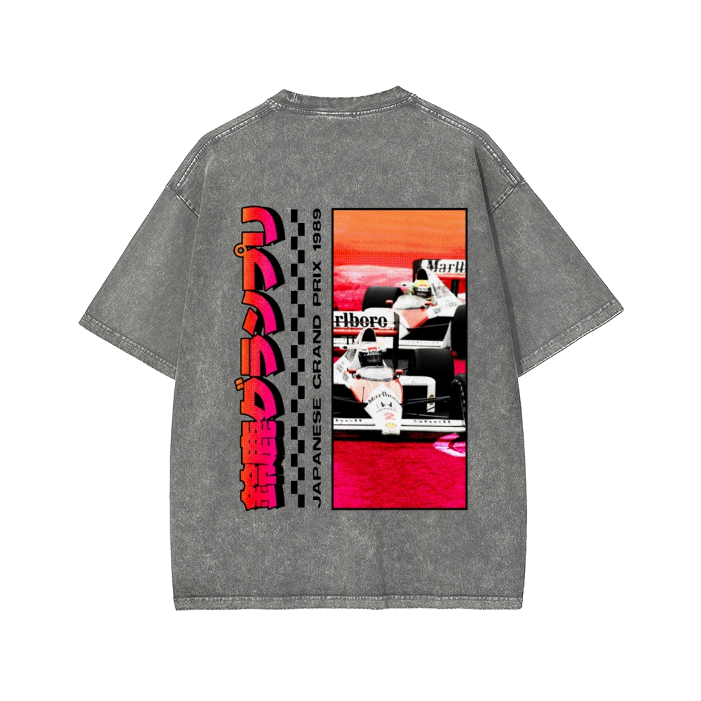 Tokyo-Assassin Japanese Grand Prix 1989  Front And Back Printing Washed T-shirt