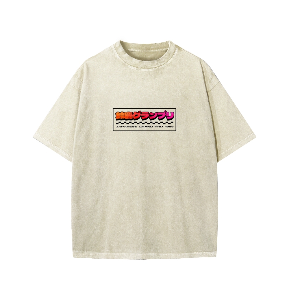 Tokyo-Assassin Japanese Grand Prix 1989  Front And Back Printing Washed T-shirt