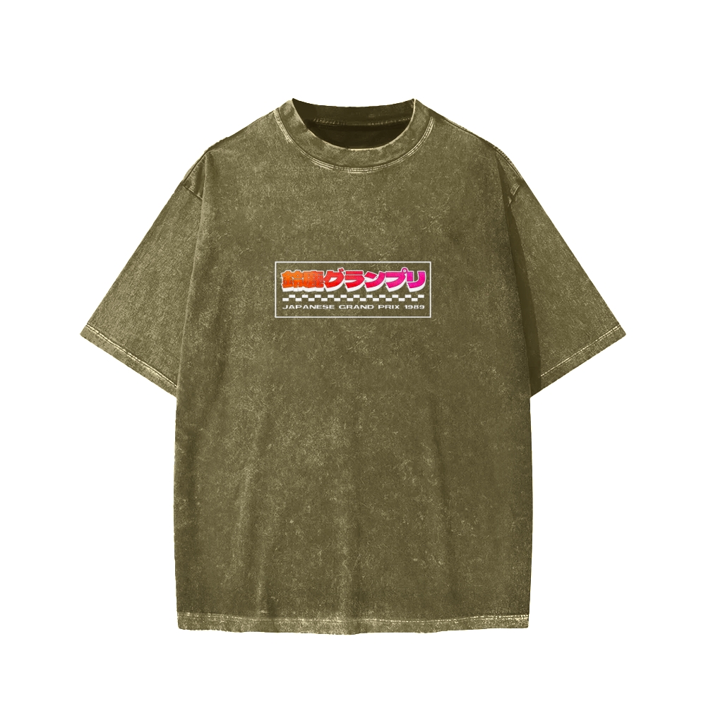 Tokyo-Assassin Japanese Grand Prix 1989  Front And Back Printing Washed T-shirt