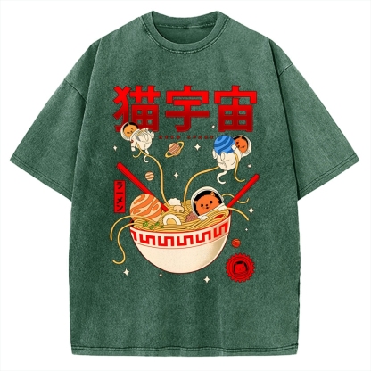Neko Space - Ramen Adventures Vintage Washed T-shirt
