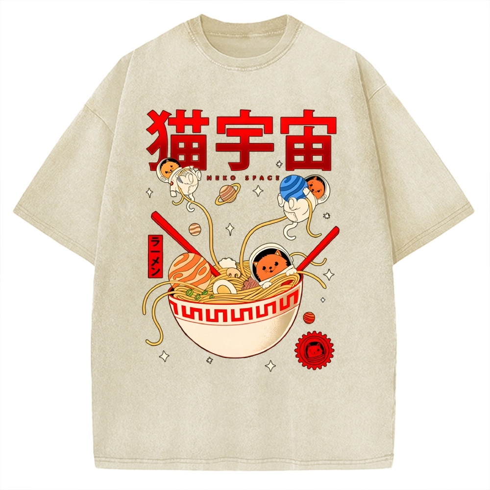 Neko Space - Ramen Adventures Vintage Washed T-shirt