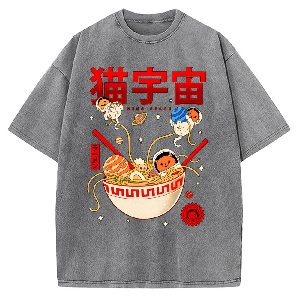 Neko Space - Ramen Adventures Vintage Washed T-shirt