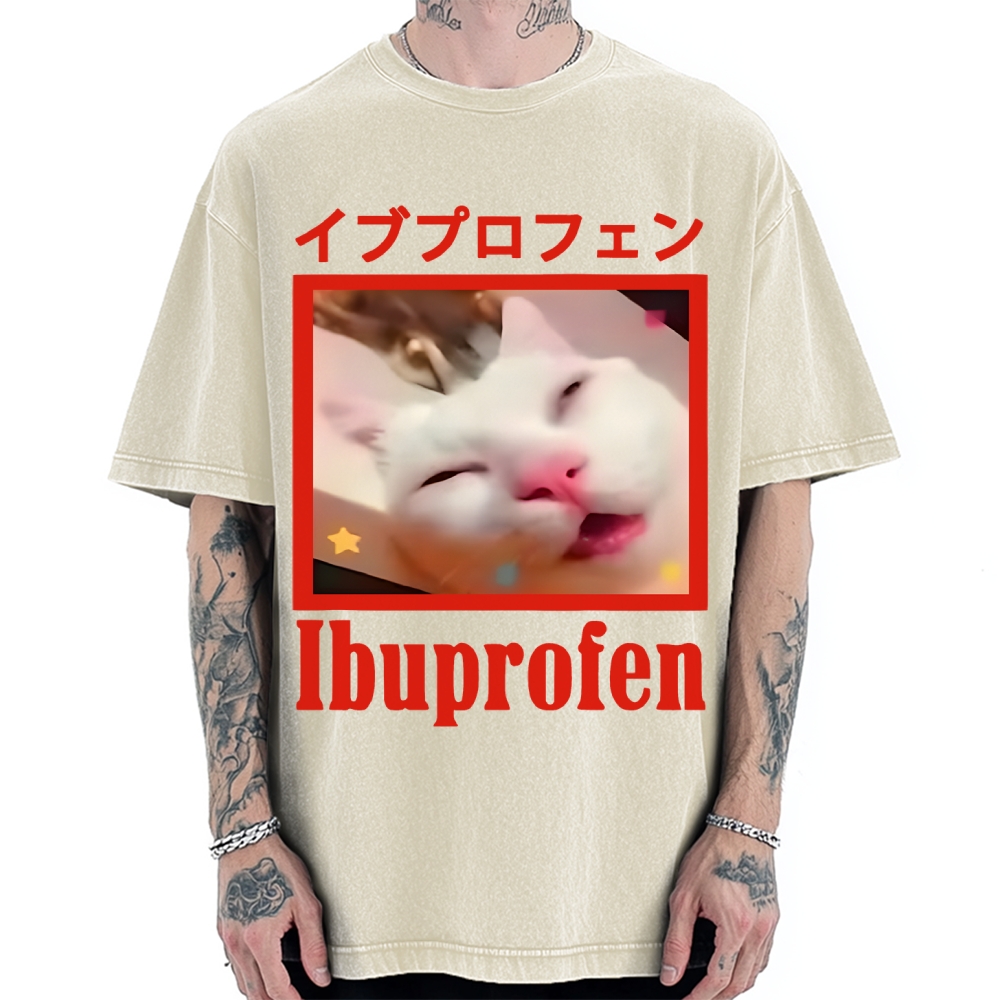 Cat Took Ibuprofen Vintage Washed T-shirt