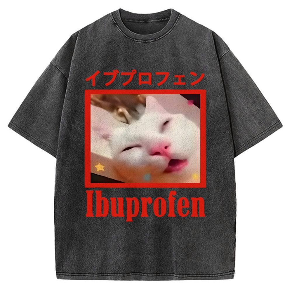 Cat Took Ibuprofen Vintage Washed T-shirt