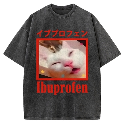 Cat Took Ibuprofen Vintage Washed T-shirt