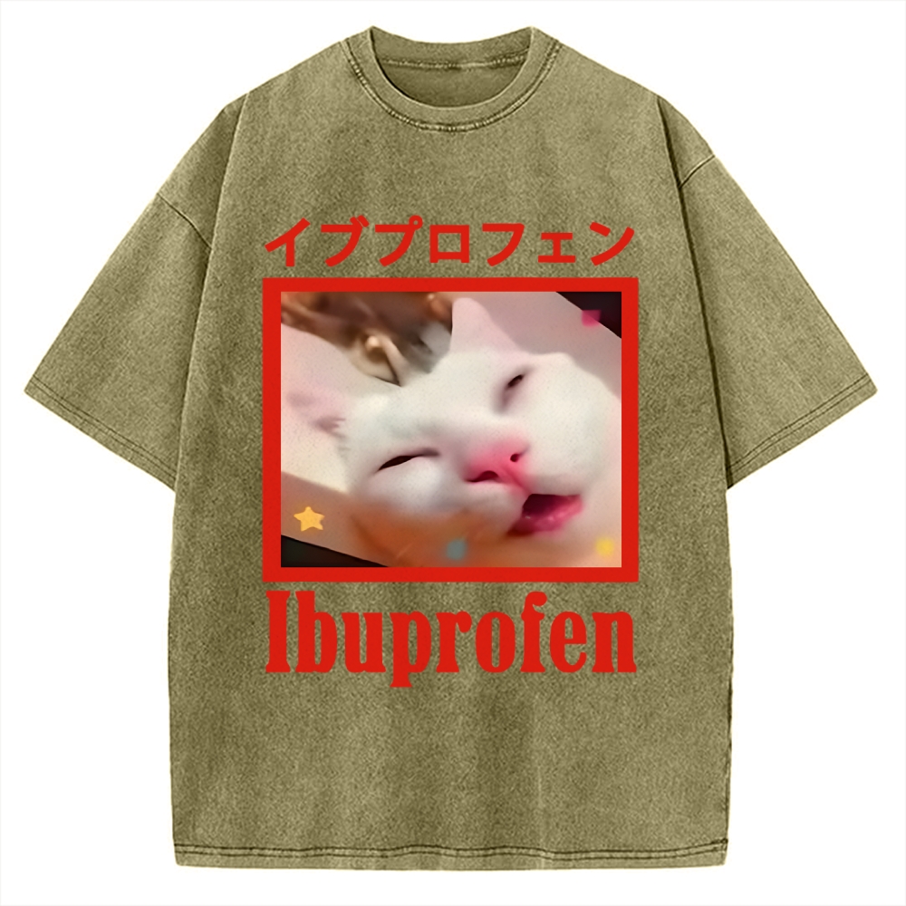 Cat Took Ibuprofen Vintage Washed T-shirt