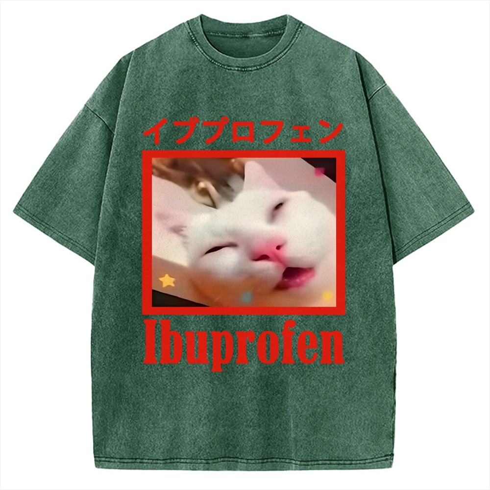 Cat Took Ibuprofen Vintage Washed T-shirt