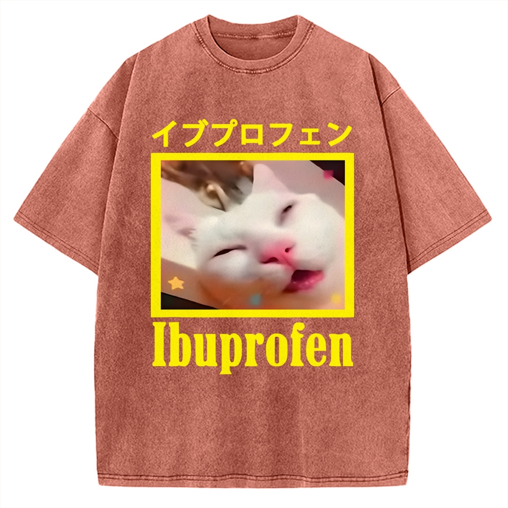Cat Took Ibuprofen Vintage Washed T-shirt