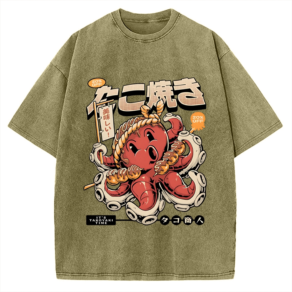Japan Osaka Delicious Takoyaki Vintage Washed T-shirt