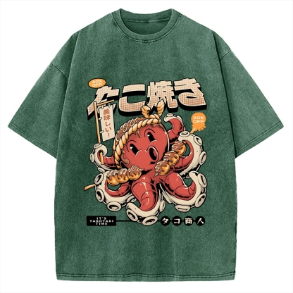 Japan Osaka Delicious Takoyaki Vintage Washed T-shirt