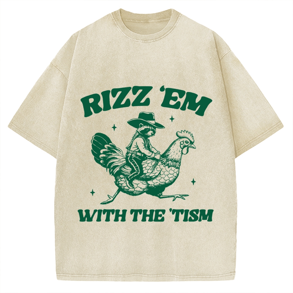 Chicken Autism Raccoon Vintage Washed T-shirt