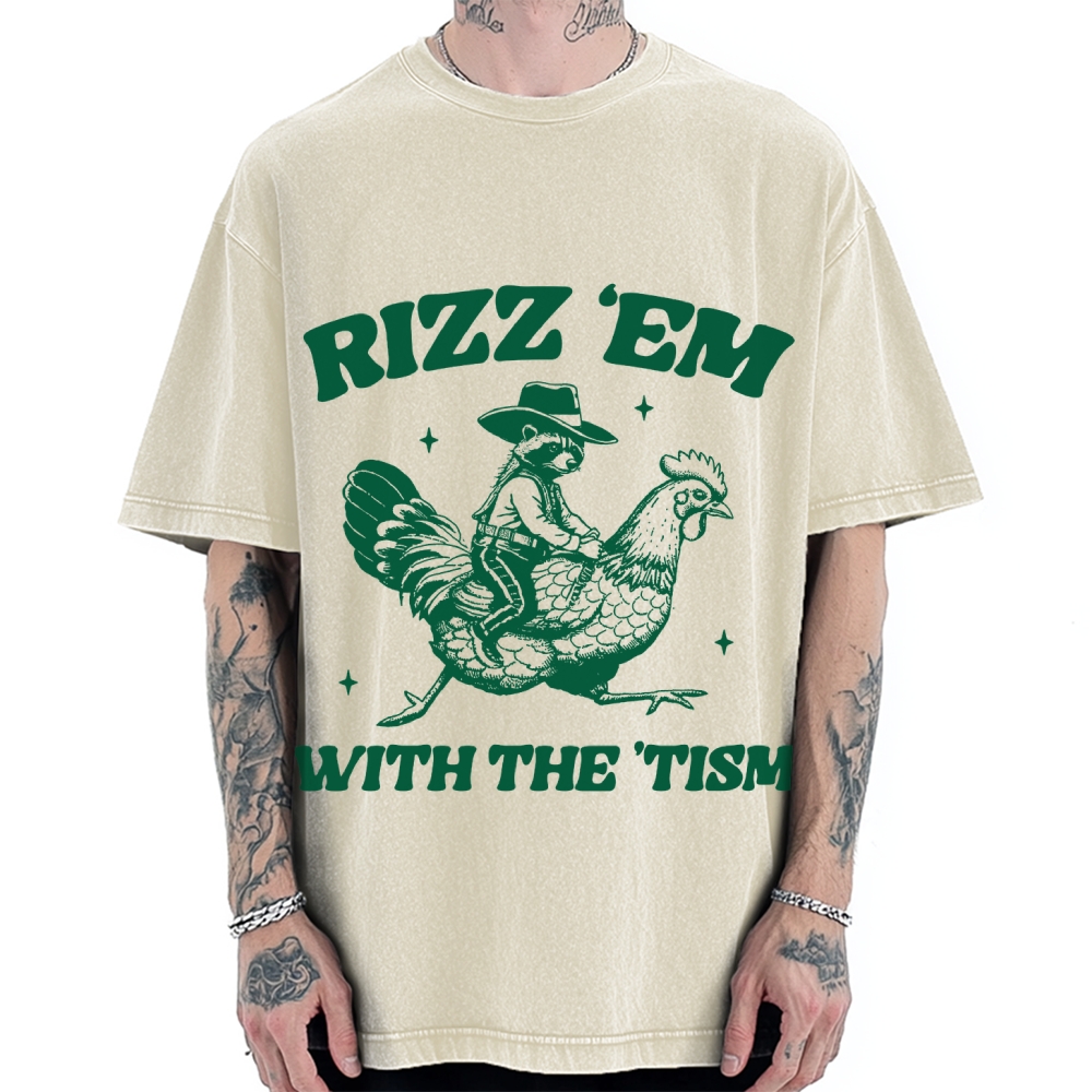 Chicken Autism Raccoon Vintage Washed T-shirt