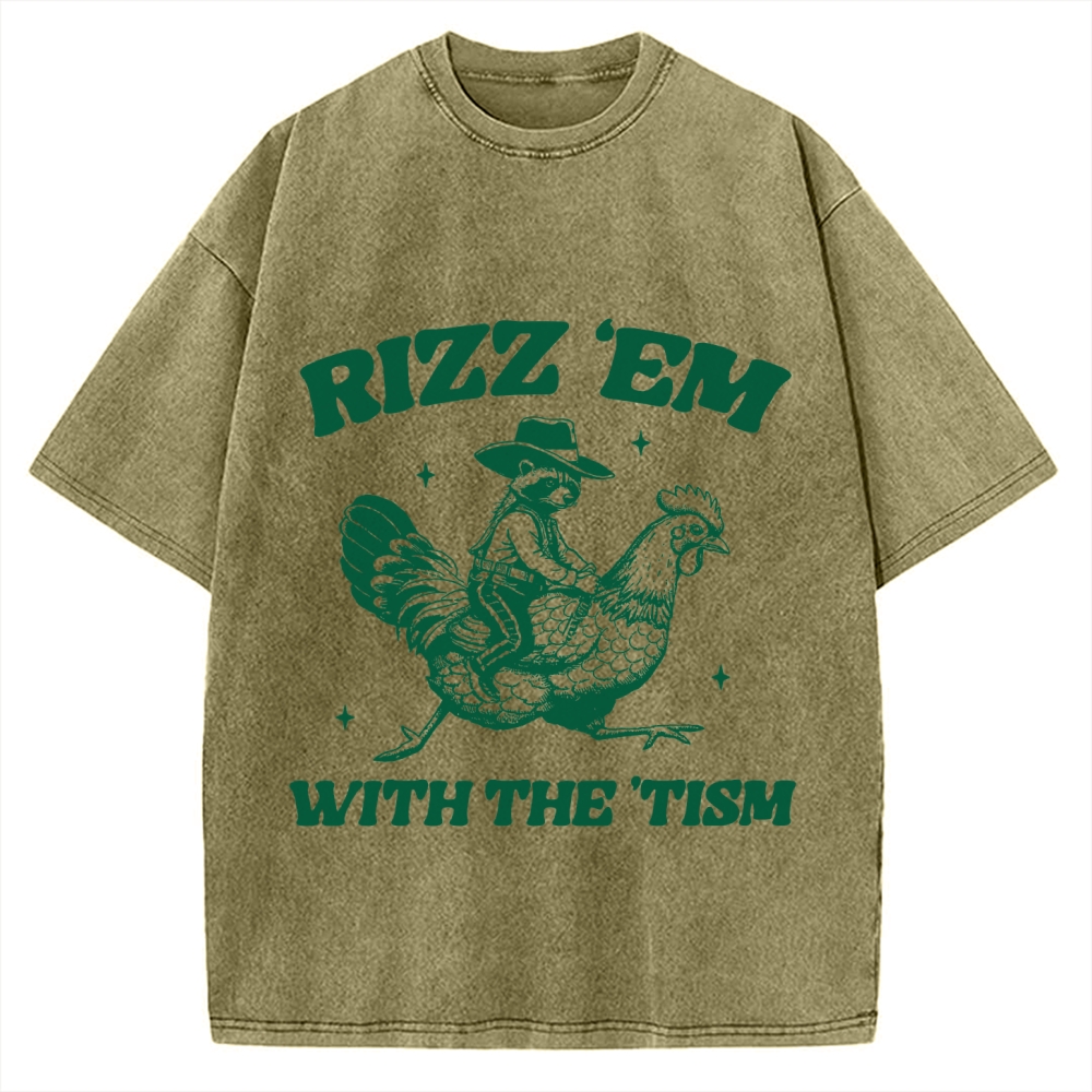 Chicken Autism Raccoon Vintage Washed T-shirt