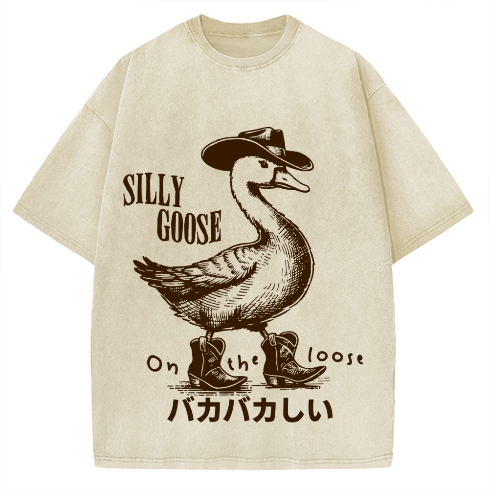 Silly Cowboy Goose Vintage Washed T-shirt